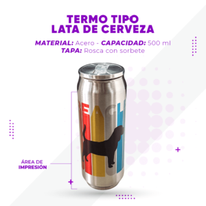 Vaso Tipo Lata de Cerveza Personalizada