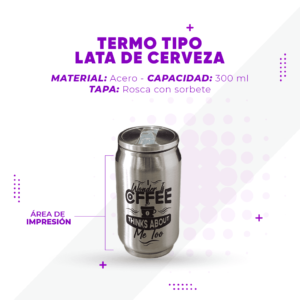 Termo Tipo Lata de Cerveza Personalizada