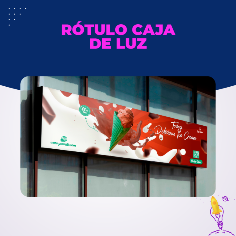 Rótulo caja de luz con lona traslucida impresa full color