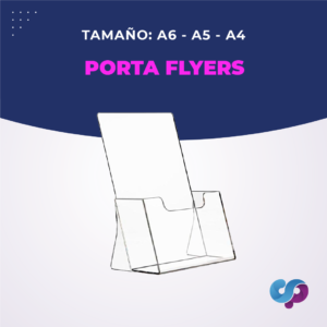 Porta flyers de acrílico transparente disponible en tamaños A6, A5 y A4