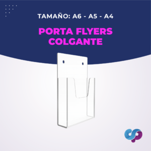 Porta flyers de acrílico colgante transparente disponible en tamaños A6, A5 y A4